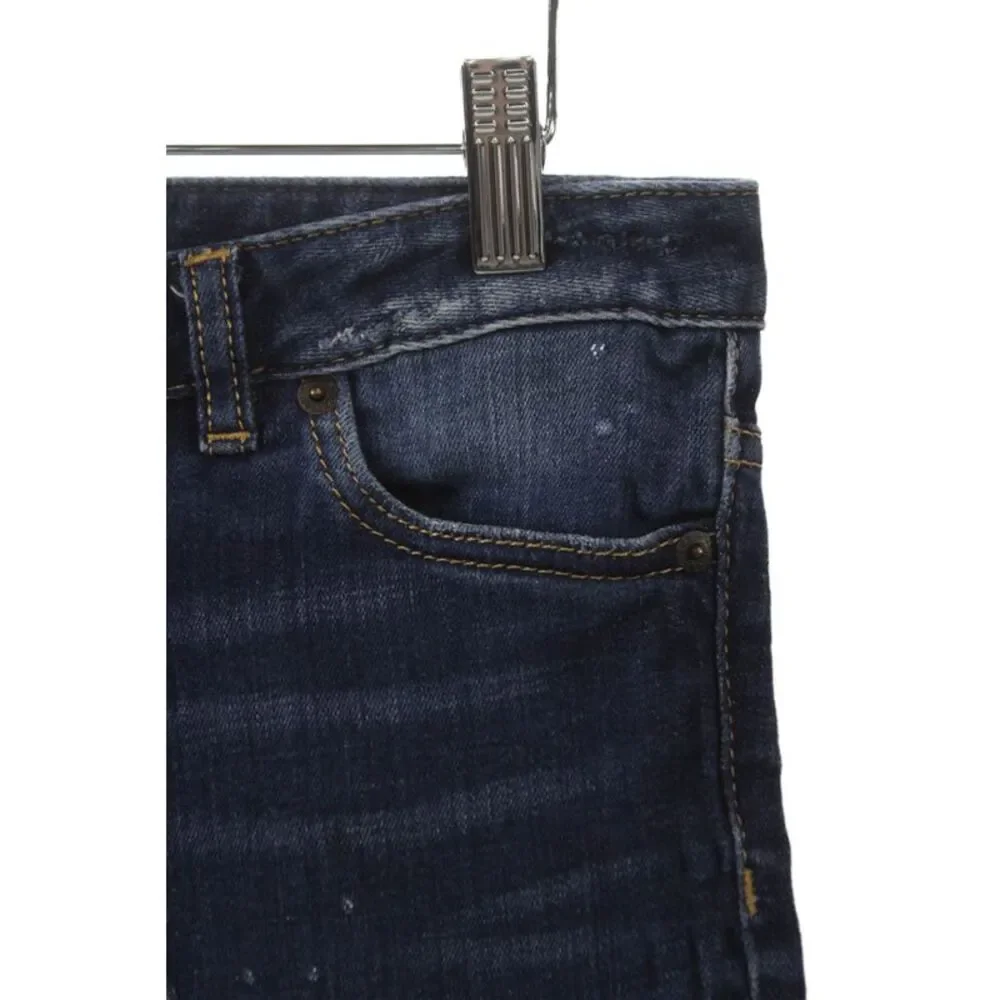 Dsquared2 Girls Button Fly Distressed Dark Wash Cropped Jeans Blue Size 16